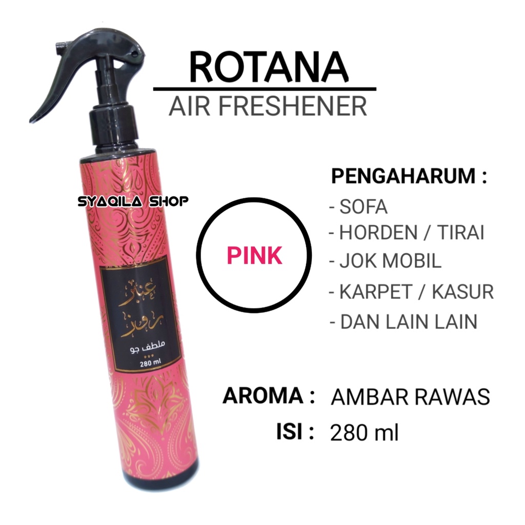 Air Freshener Rotana Pengharum Ruangan Spray 280ml Pewangi Mobil Karpet Sajadah Sprei Sofa Wangi Bukhur