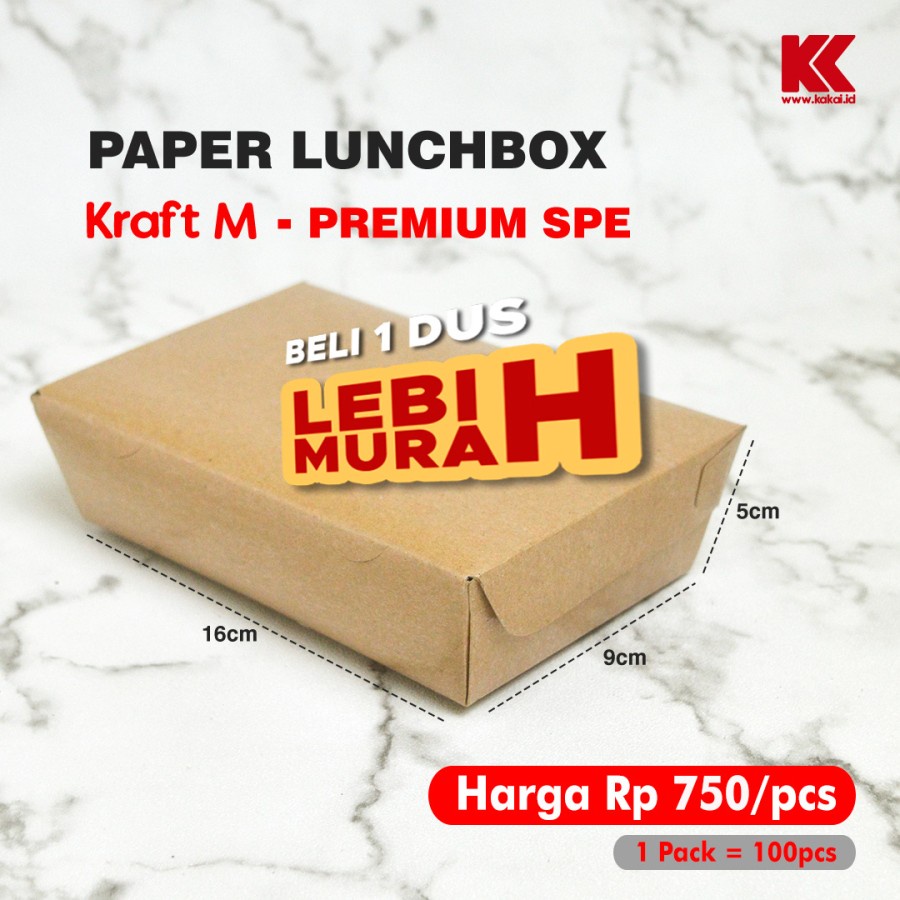 

Paperbox M Kraft / Lunchbox Coklat M PREMIUM DPE @100PCS