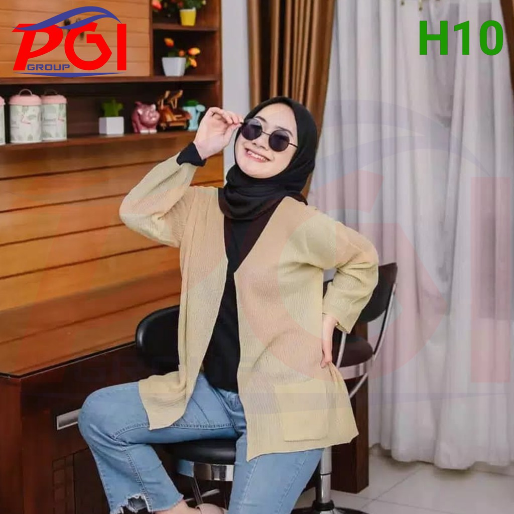 H ( H10 ) CARDIGAN RAJUT BLOUSE SAKU OVERSIZE / KOREAN STYLE / RAJUT PREMIUM KUALITAS TERBAIK