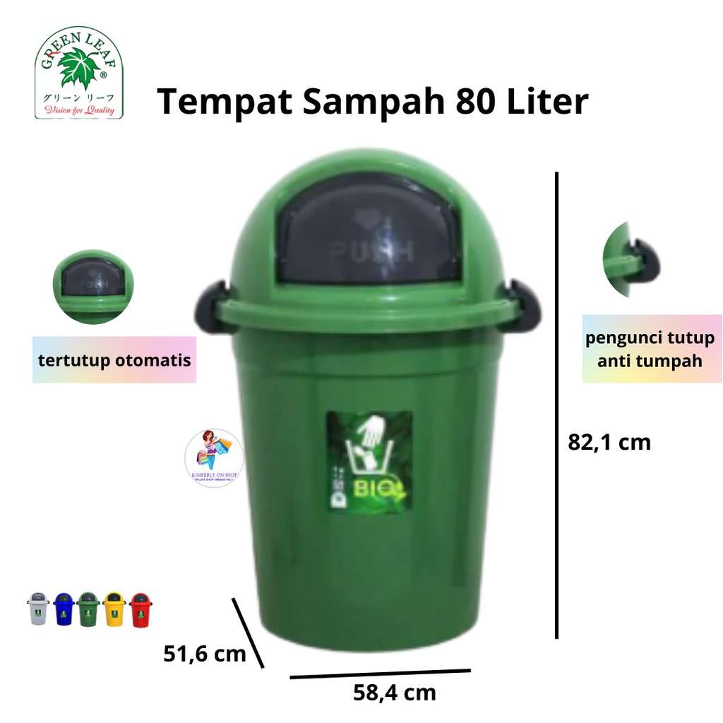 Tempat sampah BIO 80 liter green leaf 2008