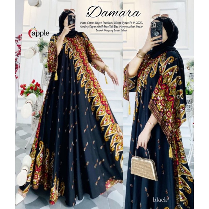 Damara Ori Apple Pakaian Wanita Dress Gamis Lengan Panjang Surakarta Solo