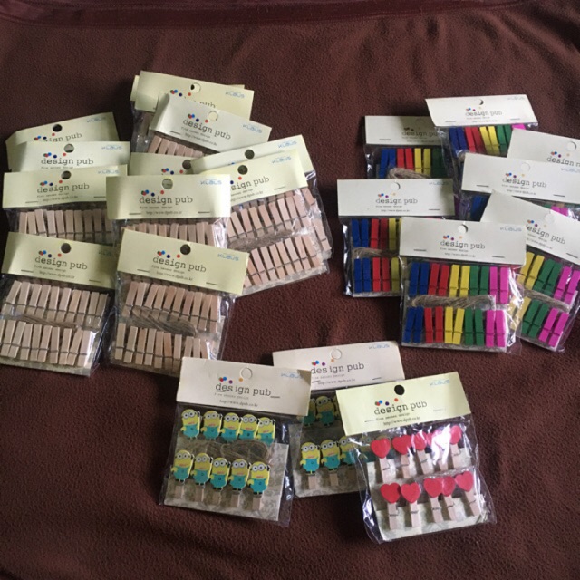 Wooden Clip Jepit Kayu Jepit Foto Polaroid polos kayu warna warni minion love penjepit kayu