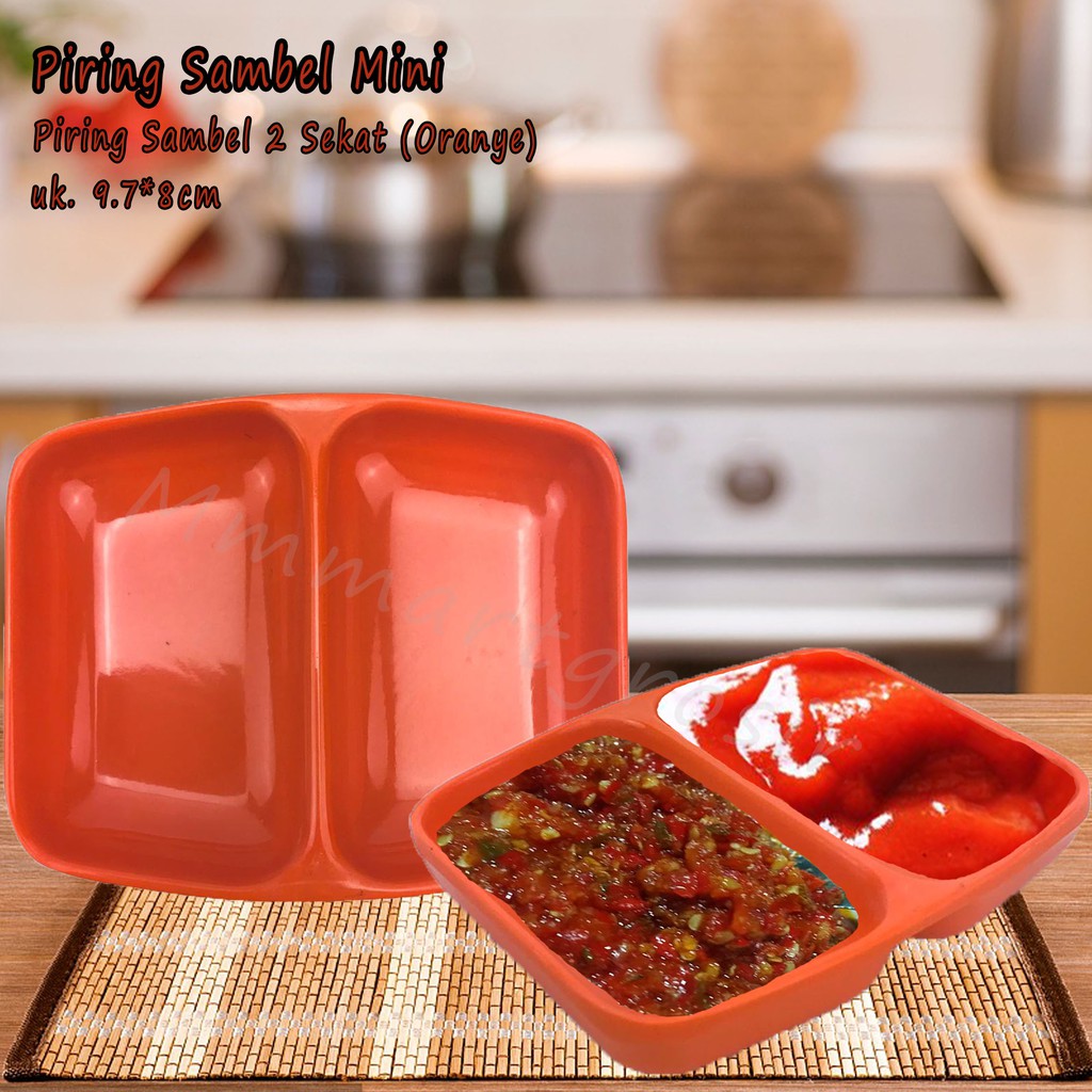 Piring Sambel Mini 2 Sekat / Piring Sambel / 9.7*8cm