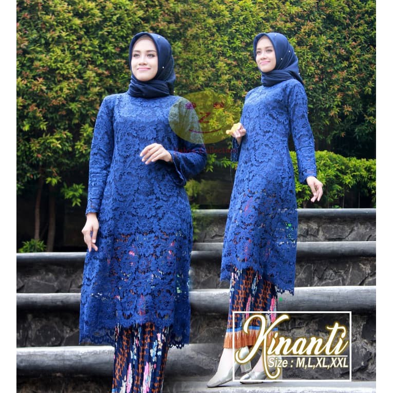 SETELAN KEBAYA BROKAT TUNIK KURUNG 5 WARNA  NAVY  GREY 