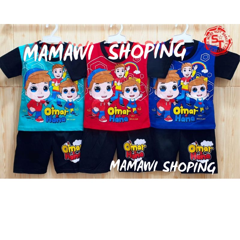 SETELAN BAJU ANAK KARTUN OMAR DAN HANA MODEL BARU / KAOS OMAR DAN HANA KARTUN RTV