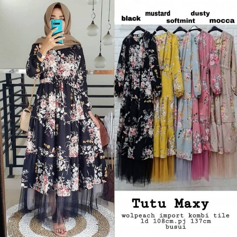 Gamis tutu maxy home dress tile fashion muslim