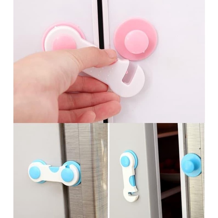 Pengaman Laci Lemari Safe Lock Pengait Pintu Penahan Kulkas Pengunci Furniture Pelindung Bayi Baby Safety Lock