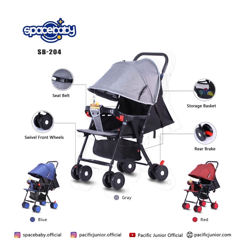 Baby Stroller SB 203 204 214 325-1 329-1 330-1 Bisa Dilipat SpaceBaby SB203 SB204 SB214 SB325-1 SB329-1 SB330-1 Cabin Size Alat Bantu Kereta Dorong Anak Bayi Space Baby Extra Pad Rocker Reversible Stir Bolak Balik Kelambu SB 207 SB207 SB 6202 SB6202