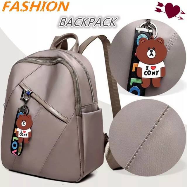 TAS RANSEL BACKPACK ATLAS TA077G3 ANTI AIR WANITA IMPORT KULIAH FASHION ABU GEMBLOK PUNGGUNG SEKOLAH