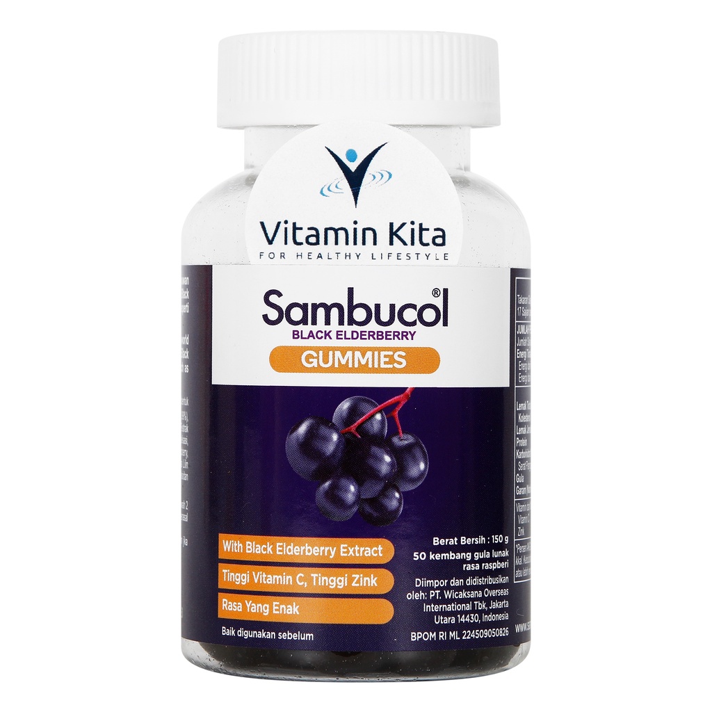 SAMBUCOL BLACK ELDERBERRY VIT C ZINC GUMMIES 50gum BPOM | SAMBUCOL ORI FROM AUSSIE