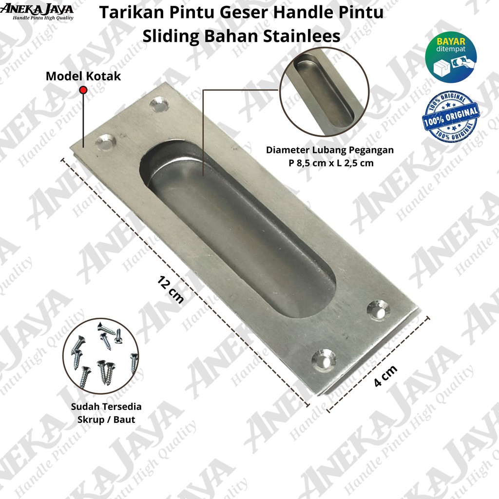 Tarikan Pintu Dorong Oval Kotak Stainless l Handle Geser Sliding Kom Kom