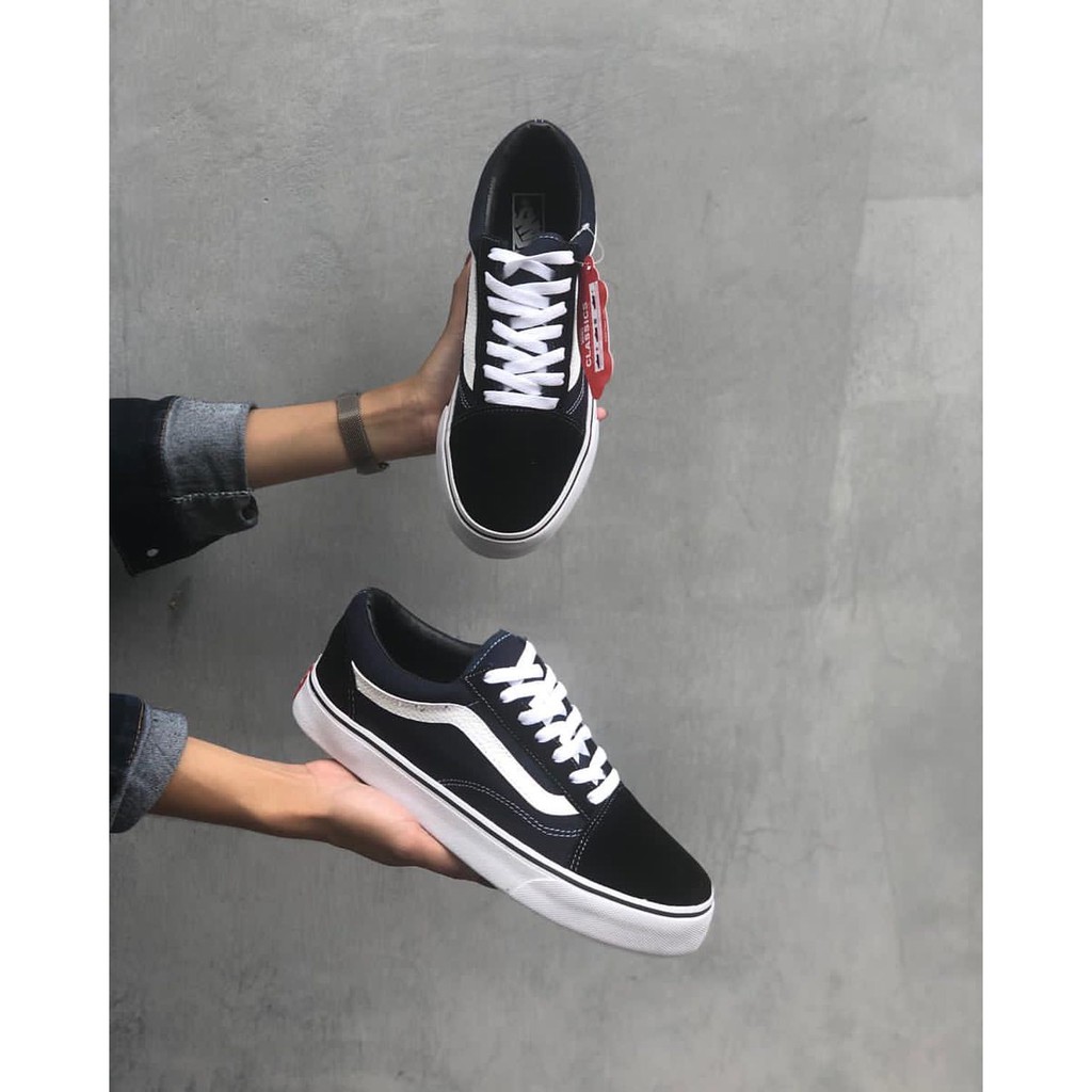 Sepatu Vans Oldskool Import Black Sneakers Pria Kets Hitam Putih Kado Hadiah Sekolah Kuliah Kerja