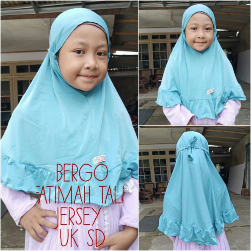 BERGO FATIMAH TALI /BERGO JERSEY ANAK TALI/BERGO TALI ANAK/HIJAB JERSEY TALI/HIJAB ANAK SD