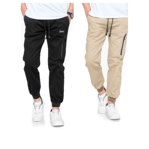 Outfit Celana Panjang Jogger Chino Zipper resleting pria wanita premium