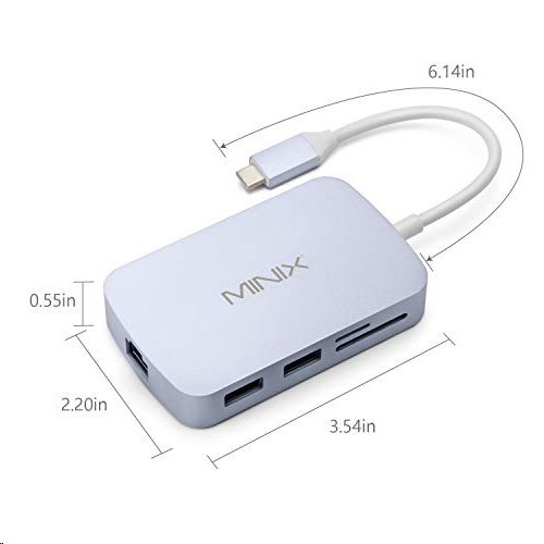 MINIX NEO C-V - 7-in-1 USB-C Multiport Adapter - Adapter USB-C ke USB 3.0 + VGA +LAN + USB-C + SD/TF