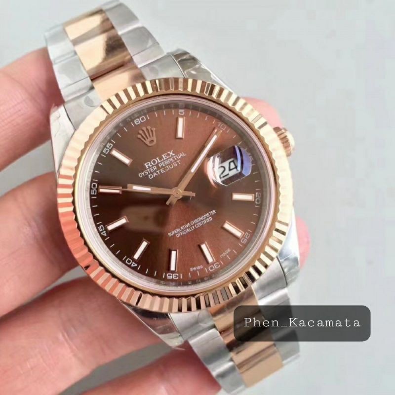 JAM TANGAN ROLEX DATEJUST 41MM OYSTERSTEEL ROSEGOLD DIAL