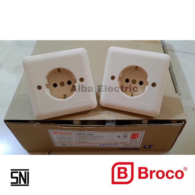 IB STOP KONTAK ARDE BROCO 5511U NEW GEE TANAM TEMBOK SOCKET OUTLET / BROCO STOP KONTAK ARDE 5511U