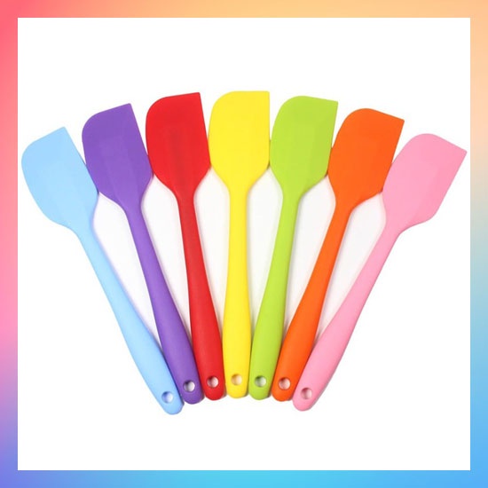 Spatula Silikon Food Grade Sodet Tahan Panas Sutil Pengaduk Adonan Warna Warni Cantik