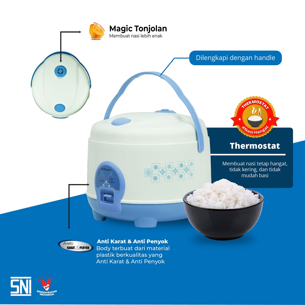 Miyako Magic Com / Rice Cooker 586 1,8L 3 In 1 Anti Lengket Garansi Resmi