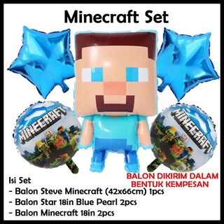 Jual Balon Foil Minecraft Bouquet Set Balloon Steve Minecraft Set Shopee Indonesia