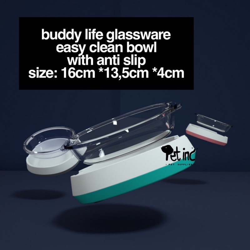 Buddy life glassware easy clean bowl