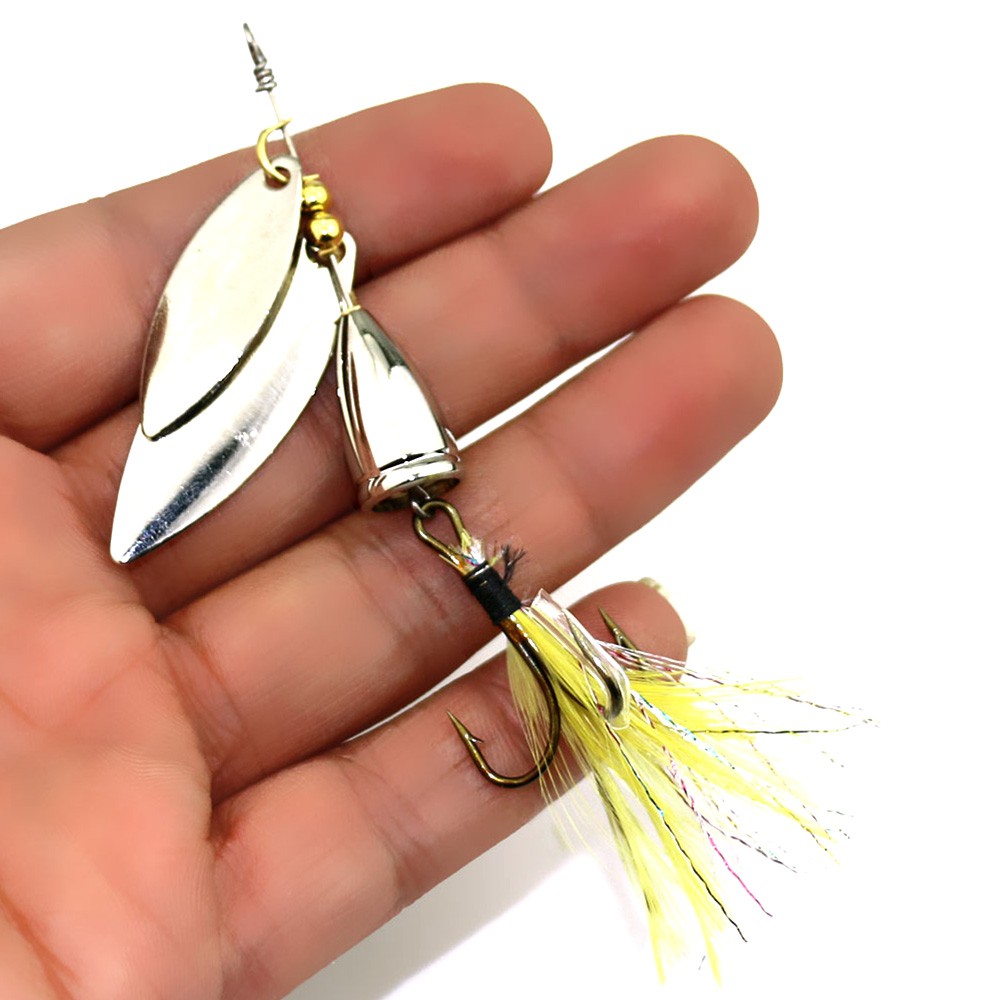 Hengjia 1Pc Umpan Pancing Putar Sequin 8.1cm 10.5g Dengan 6 Kait Bulu Untuk Ikan Bass Fishing Lure