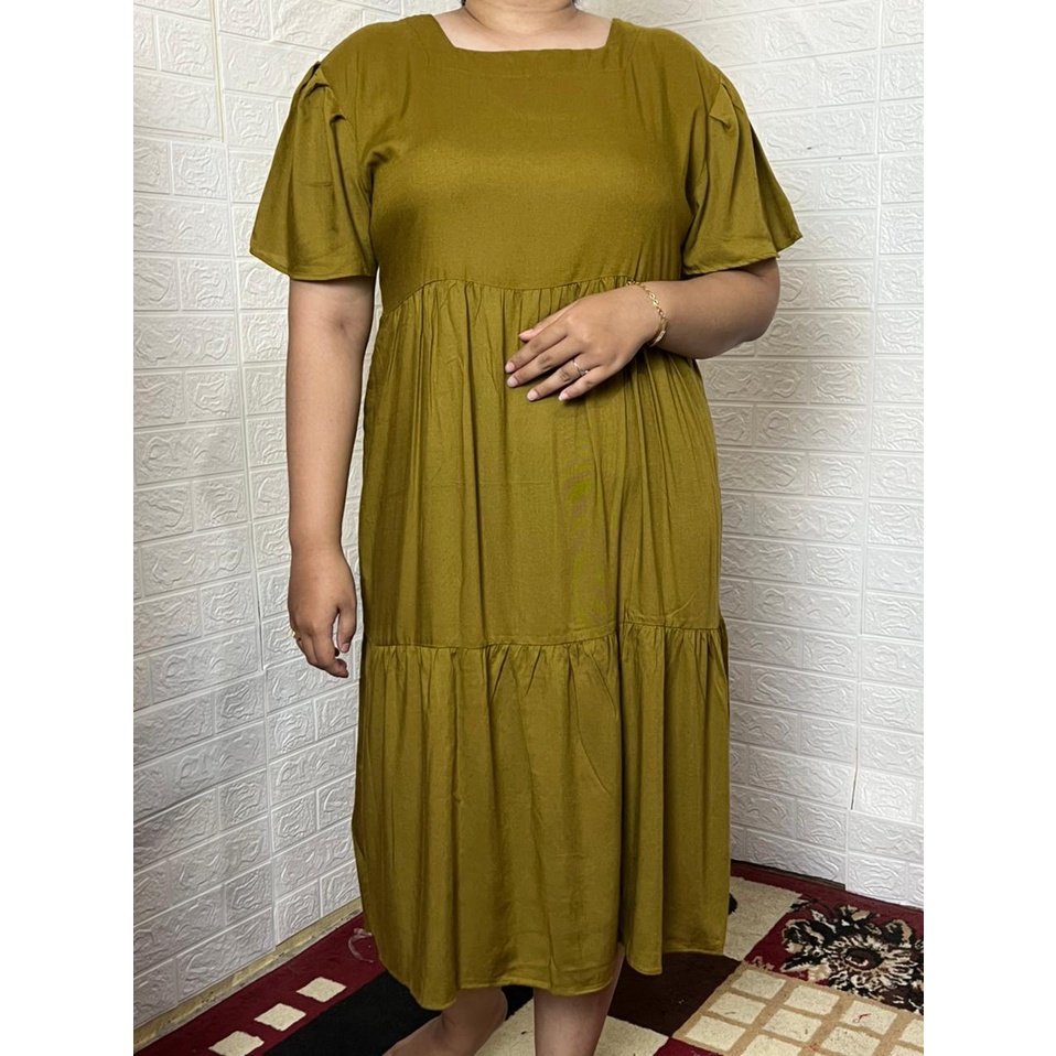 MIDI DRESS VARISHA Daster Rempel 2 Susun Katun Rayon Daster Kekinian