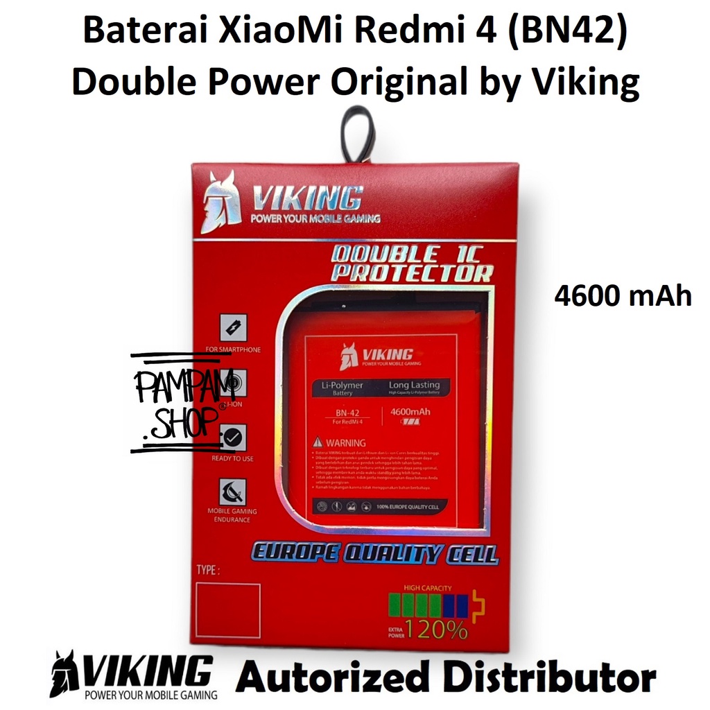 Baterai VIKING Double Power Original XiaoMi BN42 Redmi 4 Batre Batrai Battery HP Xiao Mi BN 42 Ori