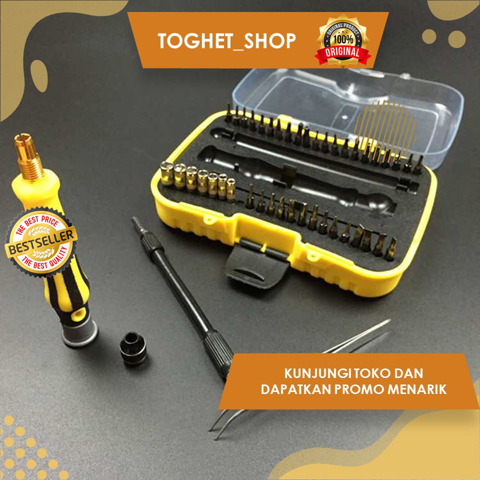 Obeng Set Reparasi Obeng Bongkar HP Laptop Obeng Set Baja Sekrup Reparasi Elektronik 45 in 1 Multifu