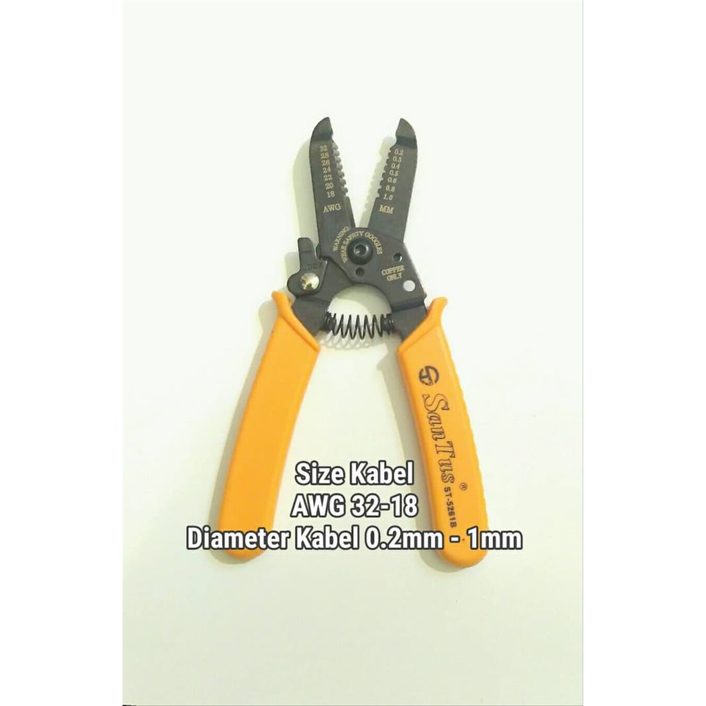 Tang Kupas Potong Kabel Santus ST-5261B AWG 32 - 18 Diskon