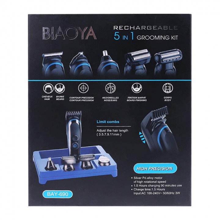 BIAOYA BAY-690 - 5-in-1 Grooming Kit Hair Trimmer Shaver Rechargeable