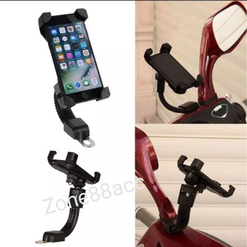 Phone Holder Dudukan Handphone Hp Sepeda Motor Spion Universal 6.5inci