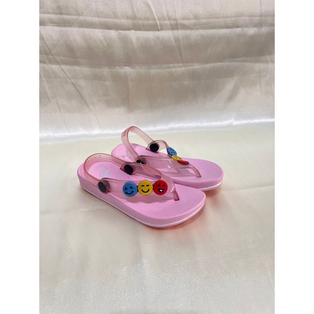 DX-397E Sandal Jepit Anak Perempuan Karakter Emoji Smile / Sandal Jepit Karet Anak Cewek Tali Belakang Merek Dulux Size 20-25