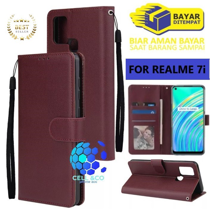 Flip cover REALME 7i Flip case buka tutup kesing hp casing flip case Premium leather wallet