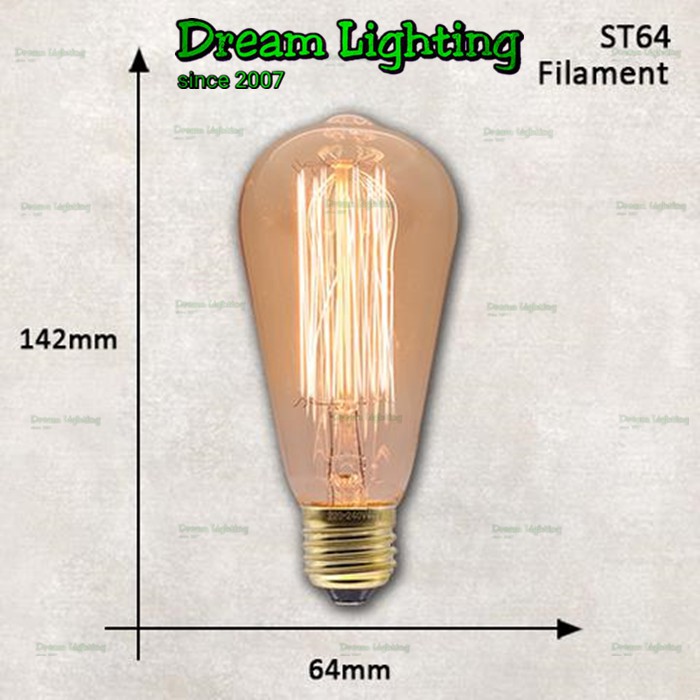 Dream Beautiful Lighting Bulb/Bohlam Edison ST64 4W 6W 8W 12W LED E27 Bulb/Lampu Bohlam Edison Filamen Retro/Lampu Bohlam Retro Vintage/Bohlam Lampu Simple Dan Portable