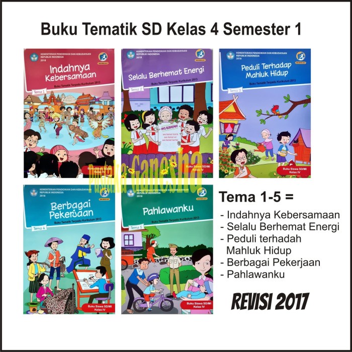 

❤BISA COD❤ Paket Buku Tematik SD Kelas 4 Tema 1 2 3 4 5 Revisi Terbaru Semester 1