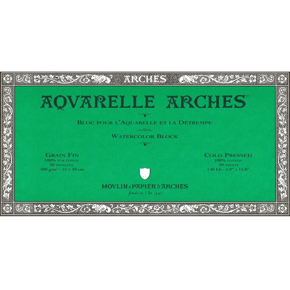 ARCHES Cold Pressed 300gsm 15x30cm Watercolor Paper Block