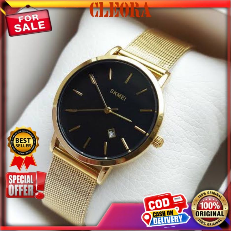 Jam Tangan Wanita SKMEI New Trandy Ori Analog Tali Stainless Jm Arloji Original Cewek Perempuan Cw R