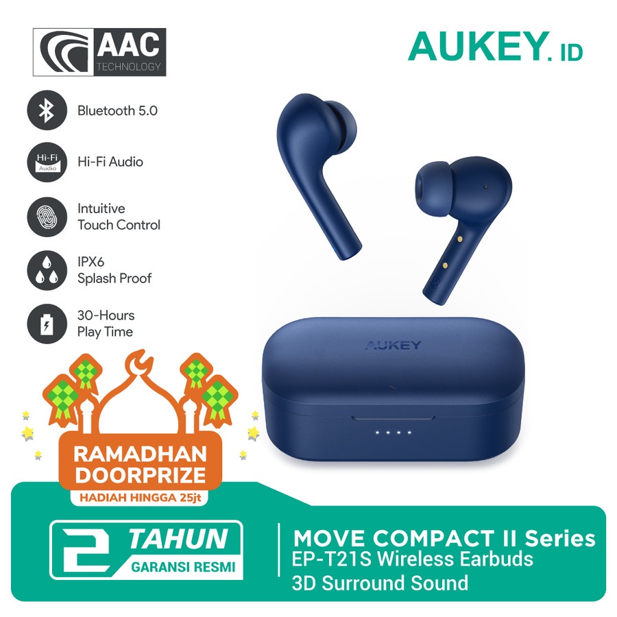 Headset /TWS Bluetooth Aukey EP-T21S Move Compact II 3D Surround Sound