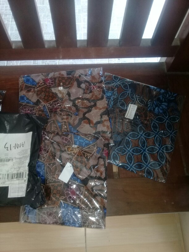 Kemeja Pendek Hem Batik Pekalongan Sogan Loreng