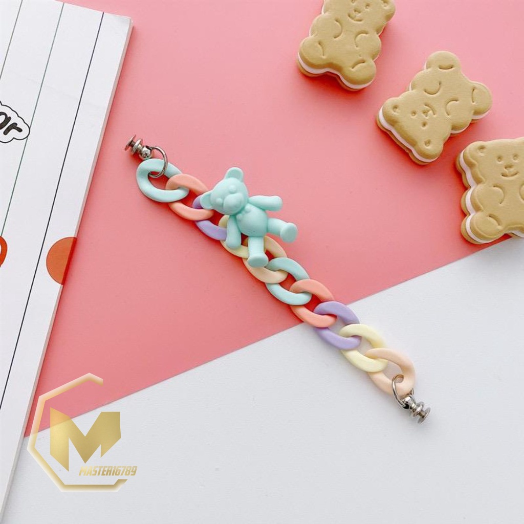 paket gelang tali rantai baut slingcase sling rantai beruang rainbow lanyard universal candy koper choice dove MA2415