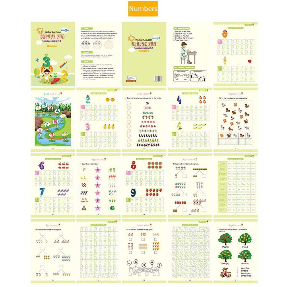 Lanfy Kids English Copybook Montessori Holding Pens Number Practice Bahasa Inggris Free Wipeping Stiker Tulisan Inggris