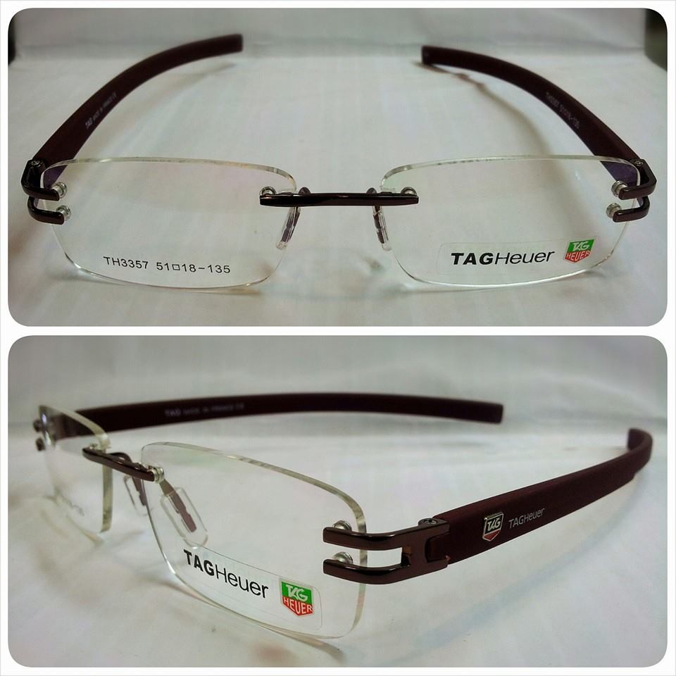 kacamata pria frameless TAG HEUER BOR ( coklat )