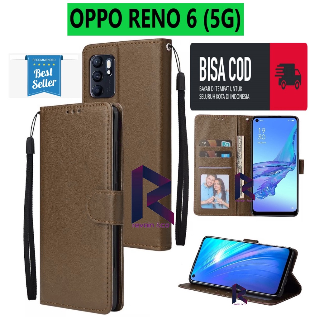 CASING NEW OPPO RENO 6 5G FLIP WALLET LEATHER KULIT PREMIUM SARUNG BUKA TUTUP FLIP CASE OPPO RENO 6 5G