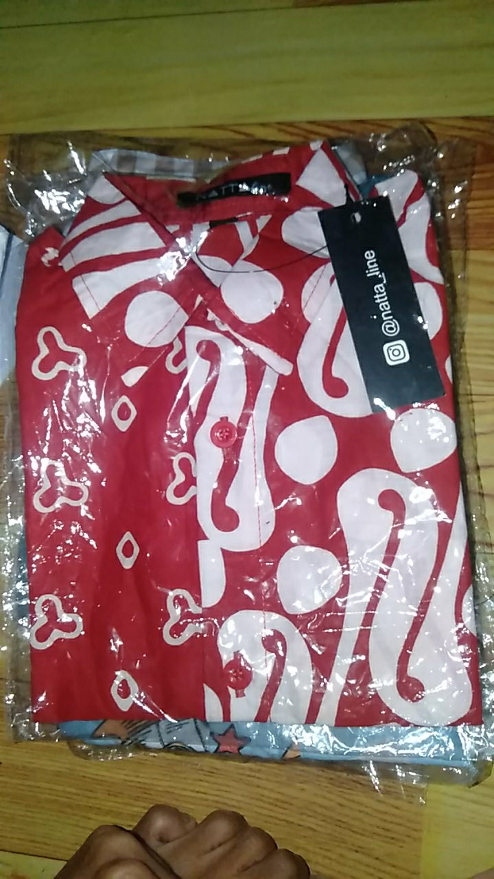 Kemeja Batik Anak Kombinasi Motif Garutan Sewarna By Nattaline