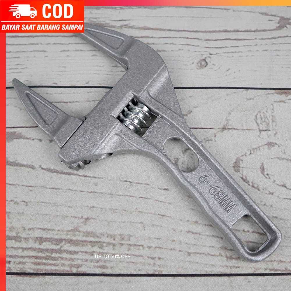 (100% BARANG ORI) Kunci Pas Universal Adjustable Wrench Spanner 6-68mm - UW82