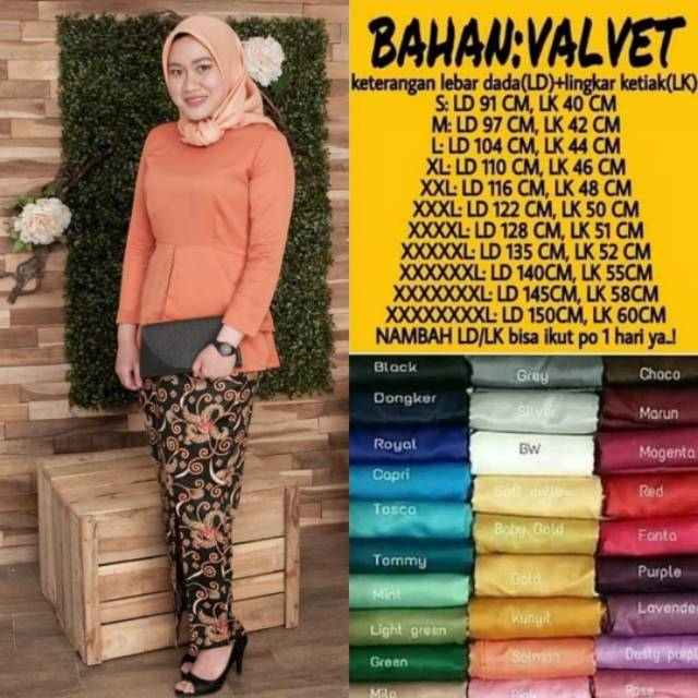 Stelan kebaya modern sefya Velvet jumbo Bigsize ld 150