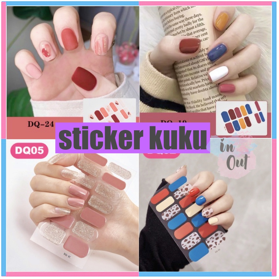 14pcs Sticker Kuku warna polos Premium Nail Art Manicure Pedicure / LEM KUKU NAIL ART LANGSUNG JADI KU030