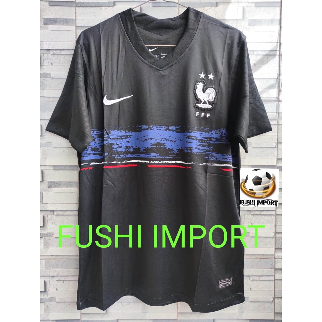 Jersey Baju Bola Perancis Training Black Hitam 2022 France Grade Ori