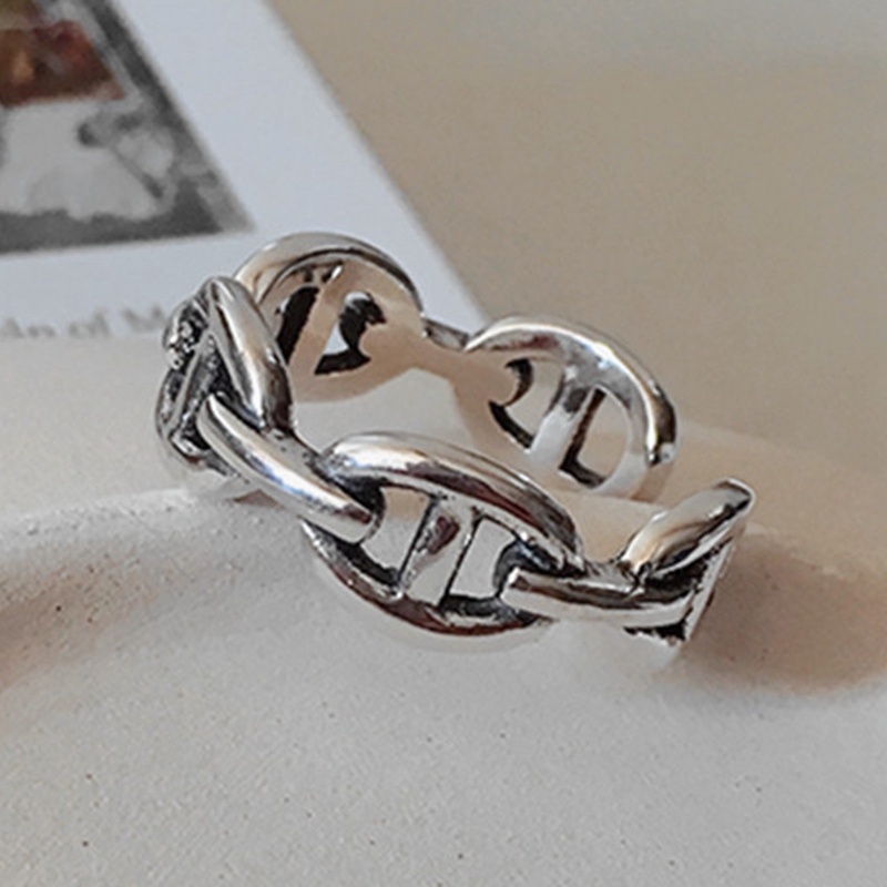 Cincin Rantai 925 Silver Adjustable Gaya Retro Untuk Wanita